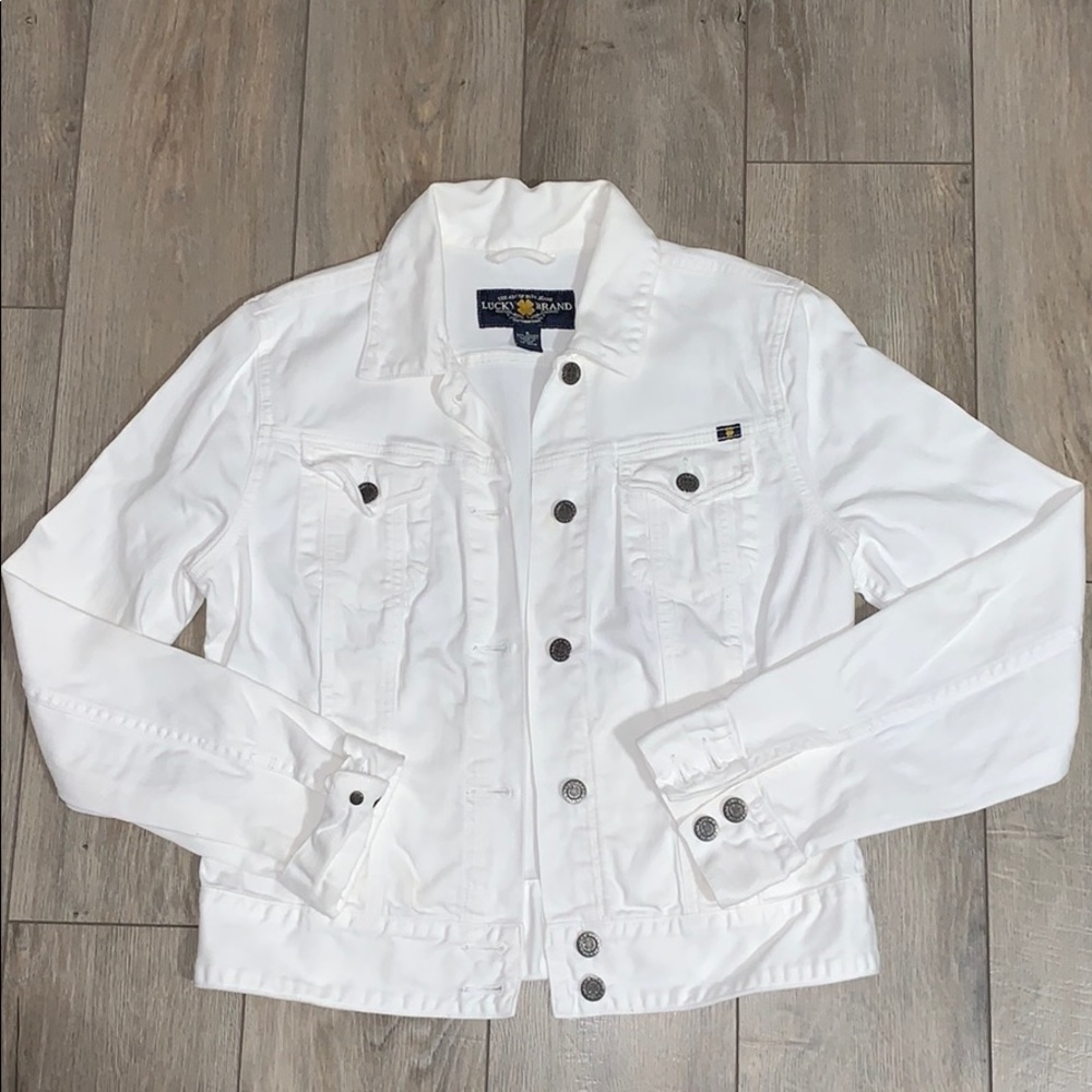 Donated [Lucky Brand] White Jean Button Up Jacket (Small)